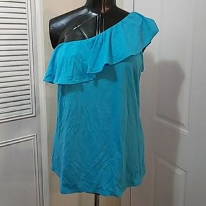 Lilly Pulitzer one shoulder blue ruffle top SZ xl